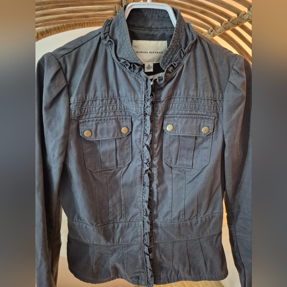 Banana Republic Blue grey Ruffled Jacket - Picture 2 of 10